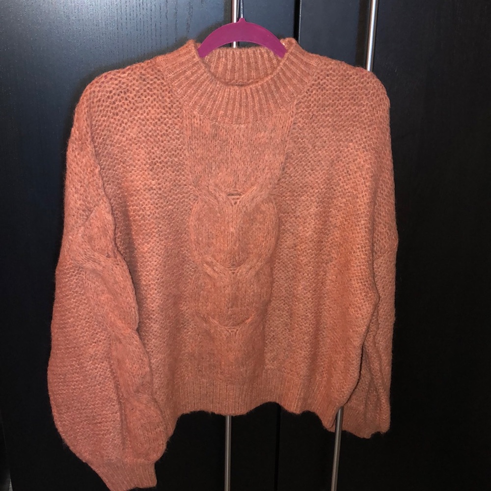 Neck Cable Knit Top Color Rust - Picture 5 of 6